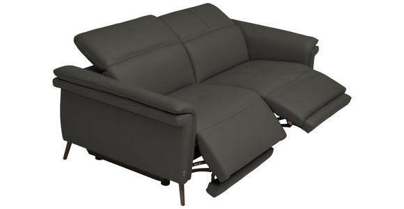 3-SITZER-SOFA  in Echtleder Anthrazit   - Anthrazit/Schwarz, Design, Leder/Metall (210/79/104cm) - Belluti