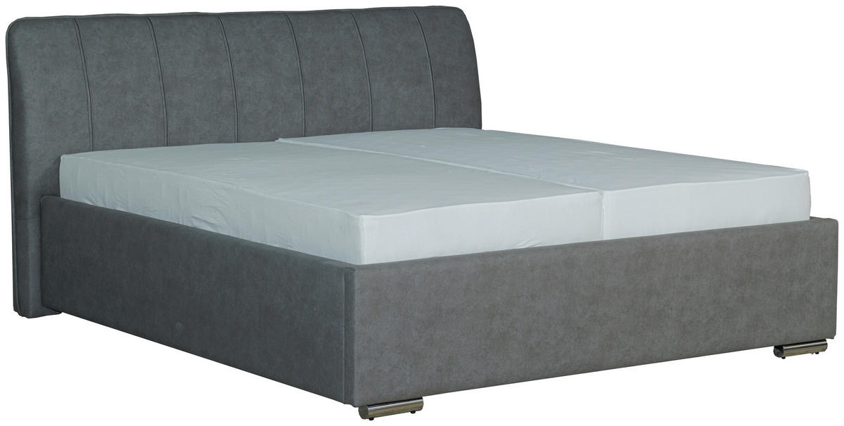 POLSTERBETT 180/200 cm  in Grau  - Chromfarben/Schwarz, Basics, Holz/Textil (180/200cm) - Boxxx