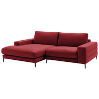 ECKSOFA in Velours Rot  - Rot/Schwarz, Design, Textil/Metall (177/253cm) - Dieter Knoll