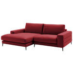 ECKSOFA in Velours Rot  177/253 cm  - Rot/Schwarz, Design, Textil/Metall (177/253cm) - Dieter Knoll