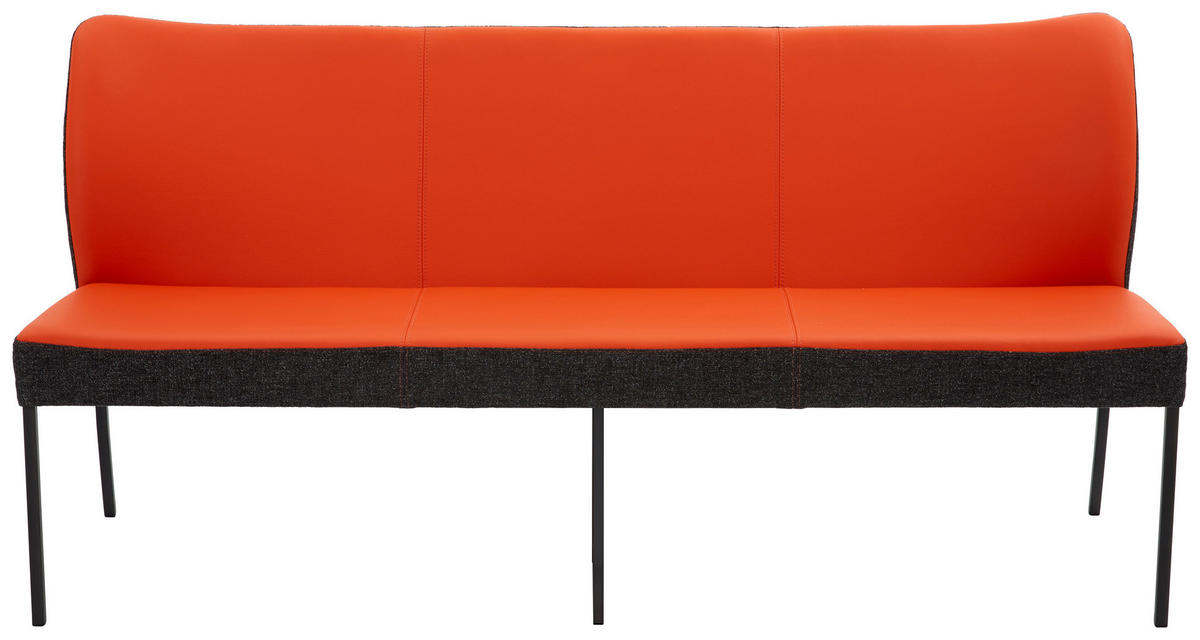 SITZBANK 240/89/65 cm  in Anthrazit, Orange  - Anthrazit/Orange, Design, Leder/Textil (240/89/65cm) - Bert Plantagie