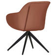 ARMLEHNSTUHL  Typenauswahl, Sitzfläche 360° drehbar, automatische Rückholfunktion  Echtleder  - Cognac/Schwarz, Design, Leder/Metall (60/83/65cm) - Landscape