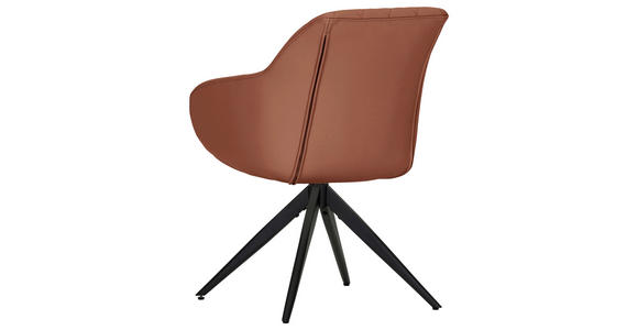 ARMLEHNSTUHL  Typenauswahl, Sitzfläche 360° drehbar, automatische Rückholfunktion  Echtleder  - Cognac/Schwarz, Design, Leder/Metall (60/83/65cm) - Landscape