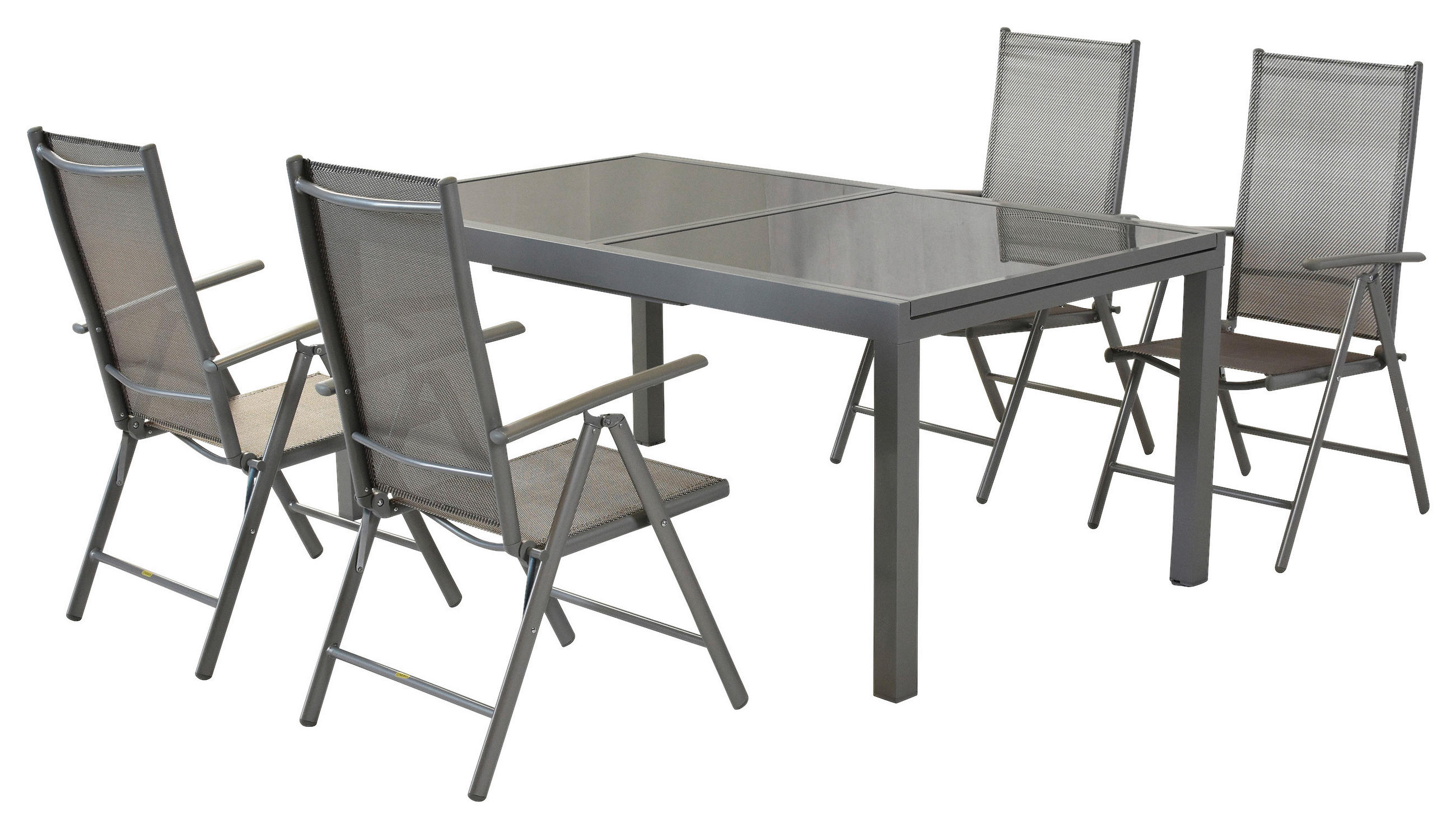 GARTENSET 5-teilig Aluminium 5-teilig  - Silberfarben/Braun, MODERN, Textil/Metall - Gardenson