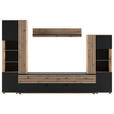 WOHNWAND  in Schwarz, Eiche Artisan  300/199,8/45 cm  - Schwarz/Eiche Artisan, KONVENTIONELL, Glas/Holzwerkstoff (300/199,8/45cm) - Carryhome