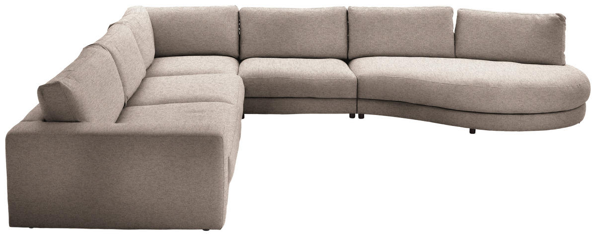 ECKSOFA  in Flachgewebe Taupe  365/425 cm  - Taupe/Schwarz, Design, Kunststoff/Textil (365/425cm) - Lomoco