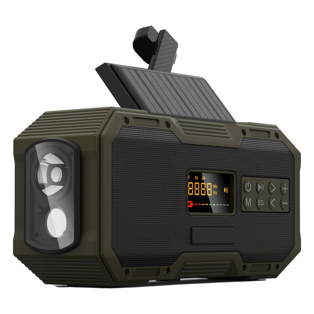 LED VÉSZVILÁGÍTÁS - olívazöld/fekete, Basics, műanyag (17,4/5,5/7,9cm) - Mican