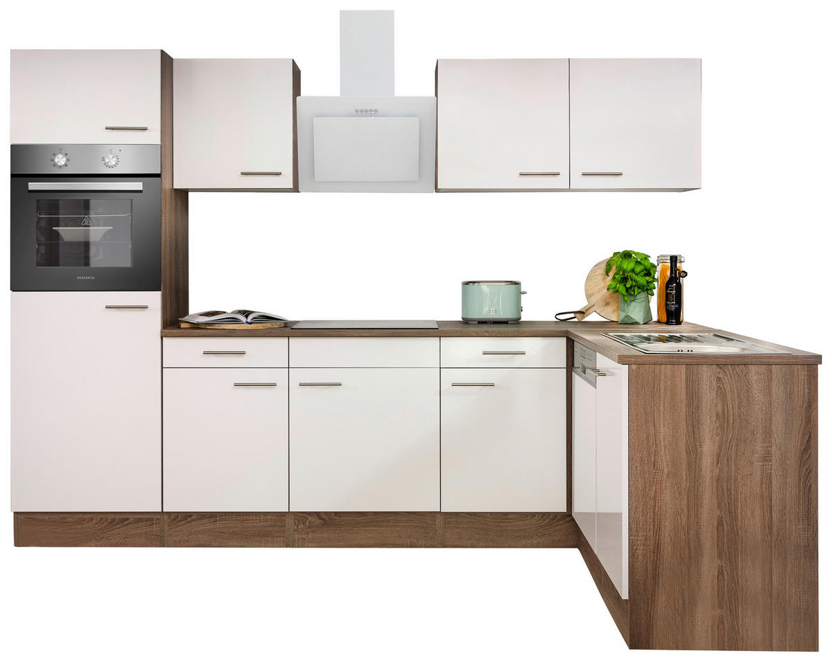 ECKKÜCHE 280/172 cm  in Weiß  - Eichefarben/Weiß, Basics, Holzwerkstoff/Metall (280/172cm) - Respekta