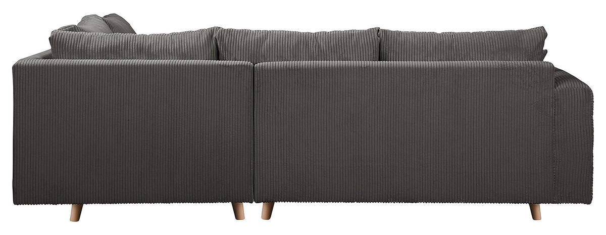 ECKSOFA Ariella in Cord Dunkelgrau  231/161 cm  - Dunkelgrau/Naturfarben, Design, Holz/Textil (231/161cm) - Livetastic
