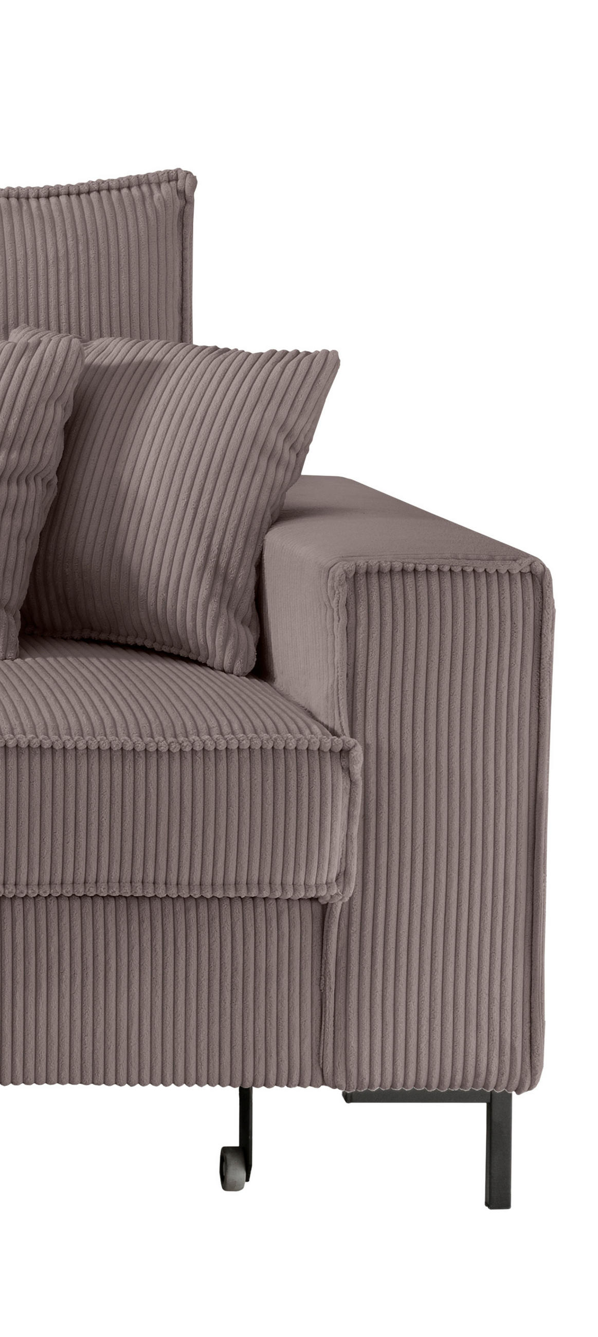 ECKSOFA Graubraun Cord  - Graubraun/Schwarz, MODERN, Textil/Metall (150/240cm) - Livetastic