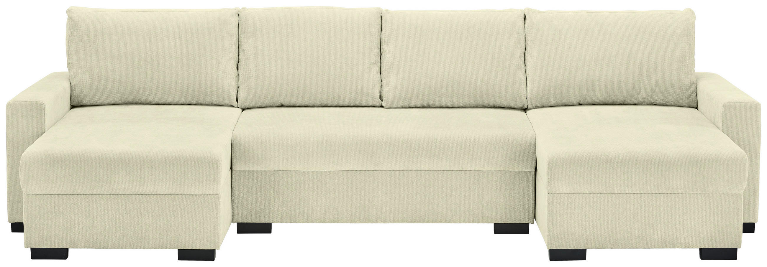 WOHNLANDSCHAFT Creme Chenille  - Creme/Schwarz, KONVENTIONELL, Kunststoff/Textil (140/328/140cm) - Ti'me