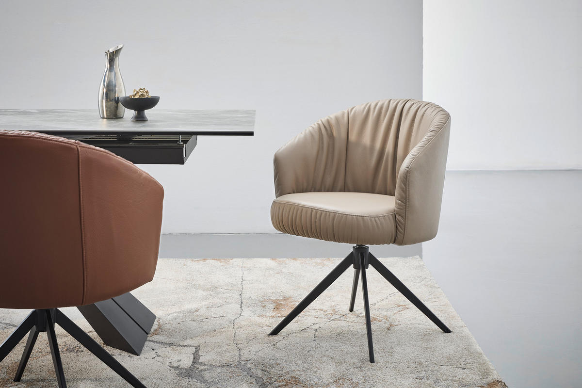 STOL MED ARMSTÖD järn äkta läder pigmenterad  - svart/taupe, Design, metall/läder (63/82/62,5cm) - Dieter Knoll