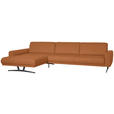 ECKSOFA in Echtleder Cognac  - Cognac/Anthrazit, KONVENTIONELL, Leder/Metall (182/324cm) - Ambiente