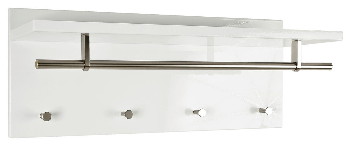 WANDGARDEROBE  in Weiß, Edelstahlfarben  - Edelstahlfarben/Weiß, Design, Holzwerkstoff/Metall (75/30/26cm) - Carryhome