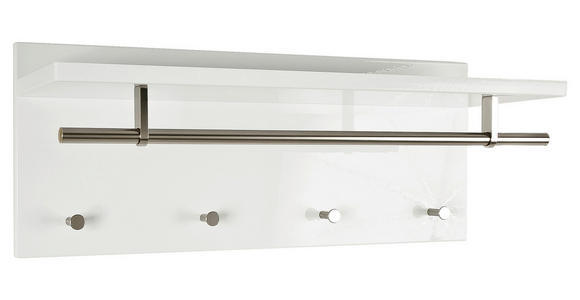 WANDGARDEROBE in Weiß, Edelstahlfarben - Edelstahlfarben/Weiß, Design, Holzwerkstoff/Metall (75/30/26cm) - Carryhome