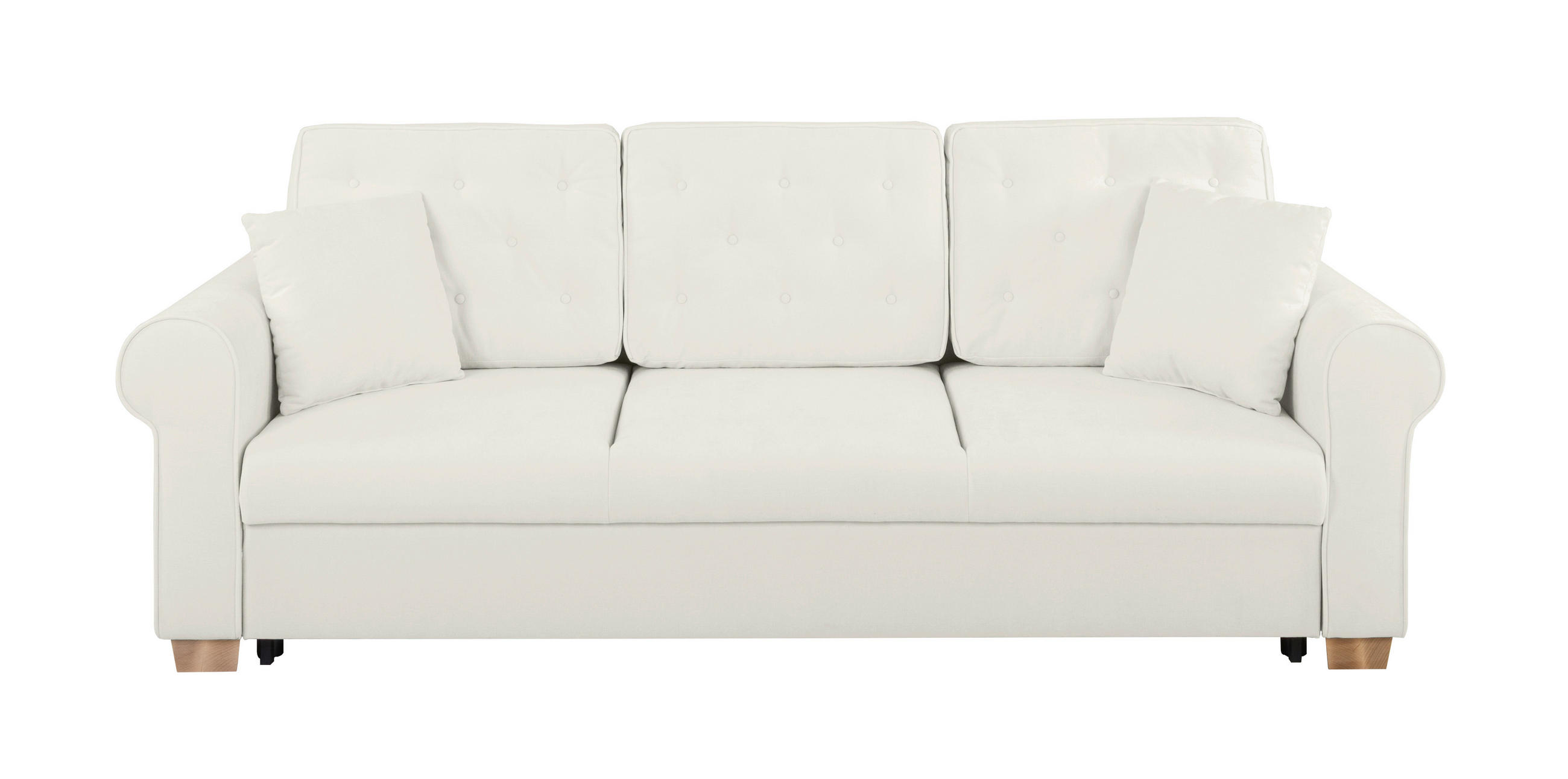 SCHLAFSOFA in Chenille Hellgrau  - Buchefarben/Hellgrau, Design, Holz/Textil (240/94/98cm) - MID.YOU