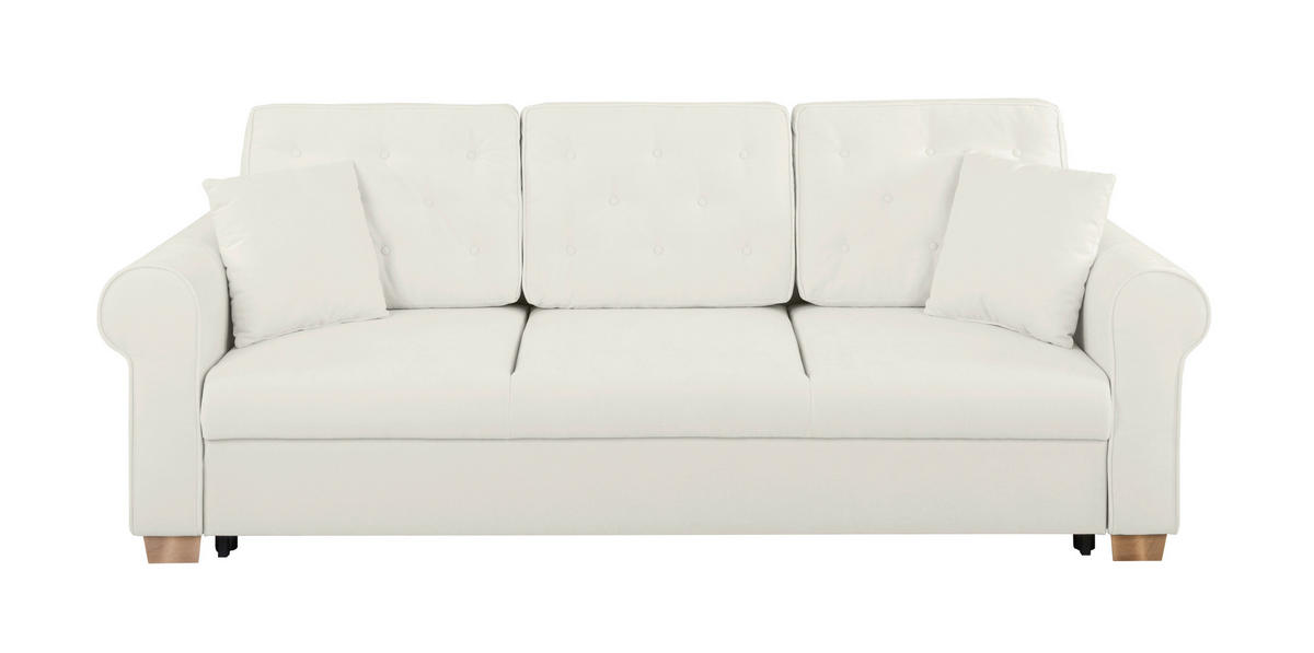 SCHLAFSOFA in Chenille Hellgrau  - Buchefarben/Hellgrau, Design, Holz/Textil (240/94/98cm) - MID.YOU