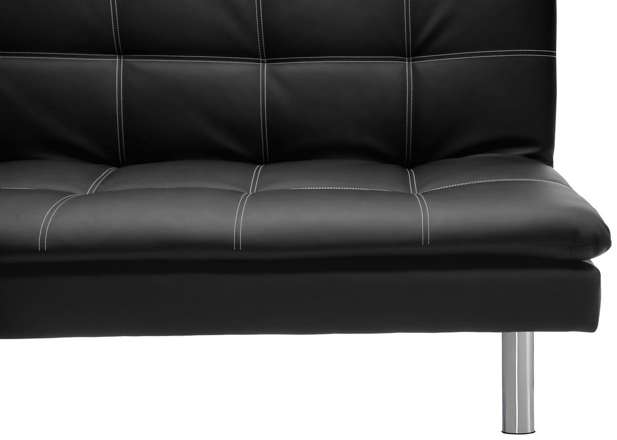 SCHLAFSOFA Lederlook Schwarz  - Silberfarben/Schwarz, Design, Textil/Metall (180/78/93cm) - P & B