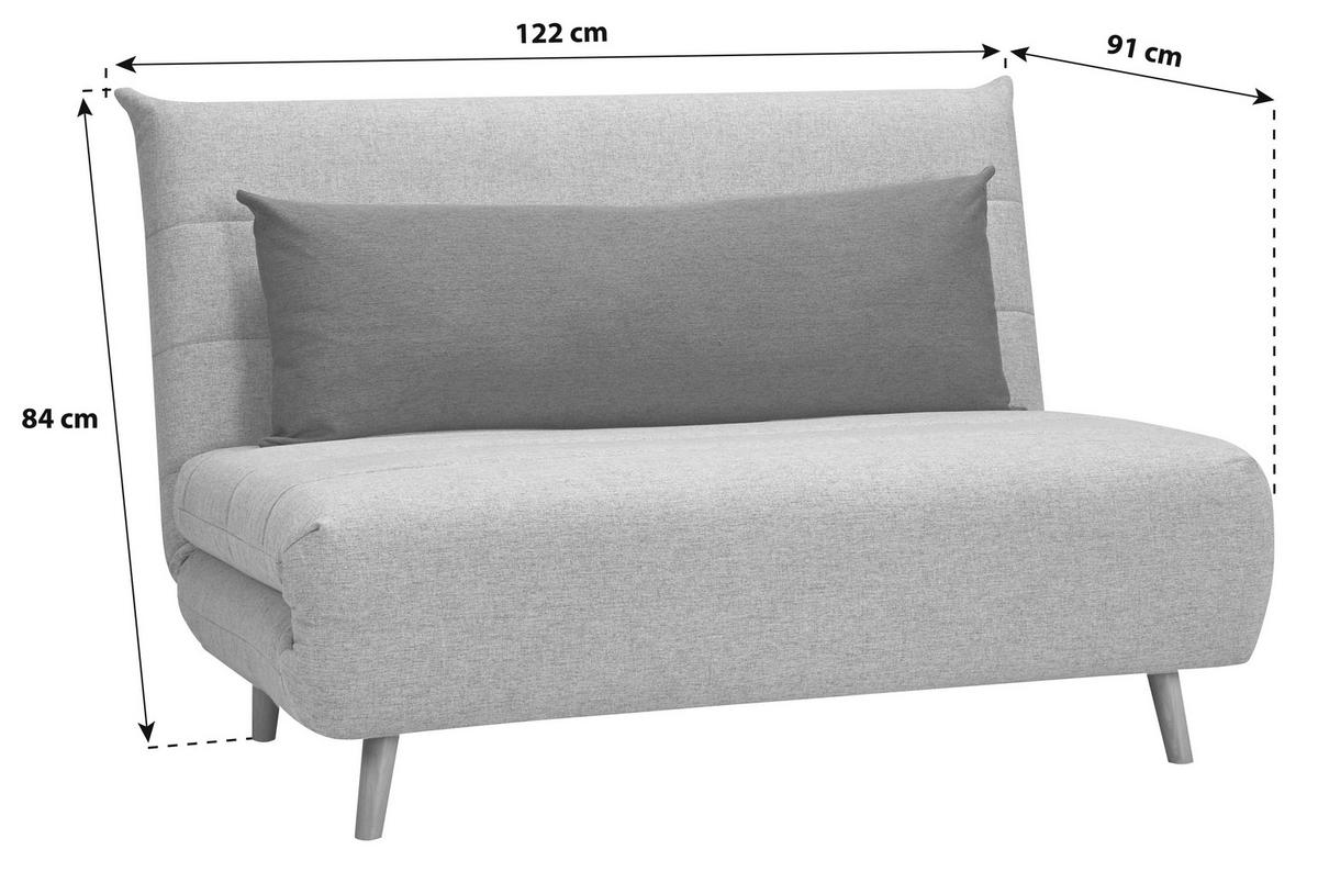 SCHLAFSOFA Webstoff Grau  - Blau/Naturfarben, MODERN, Holz/Kunststoff (125/84/91cm) - Livetastic