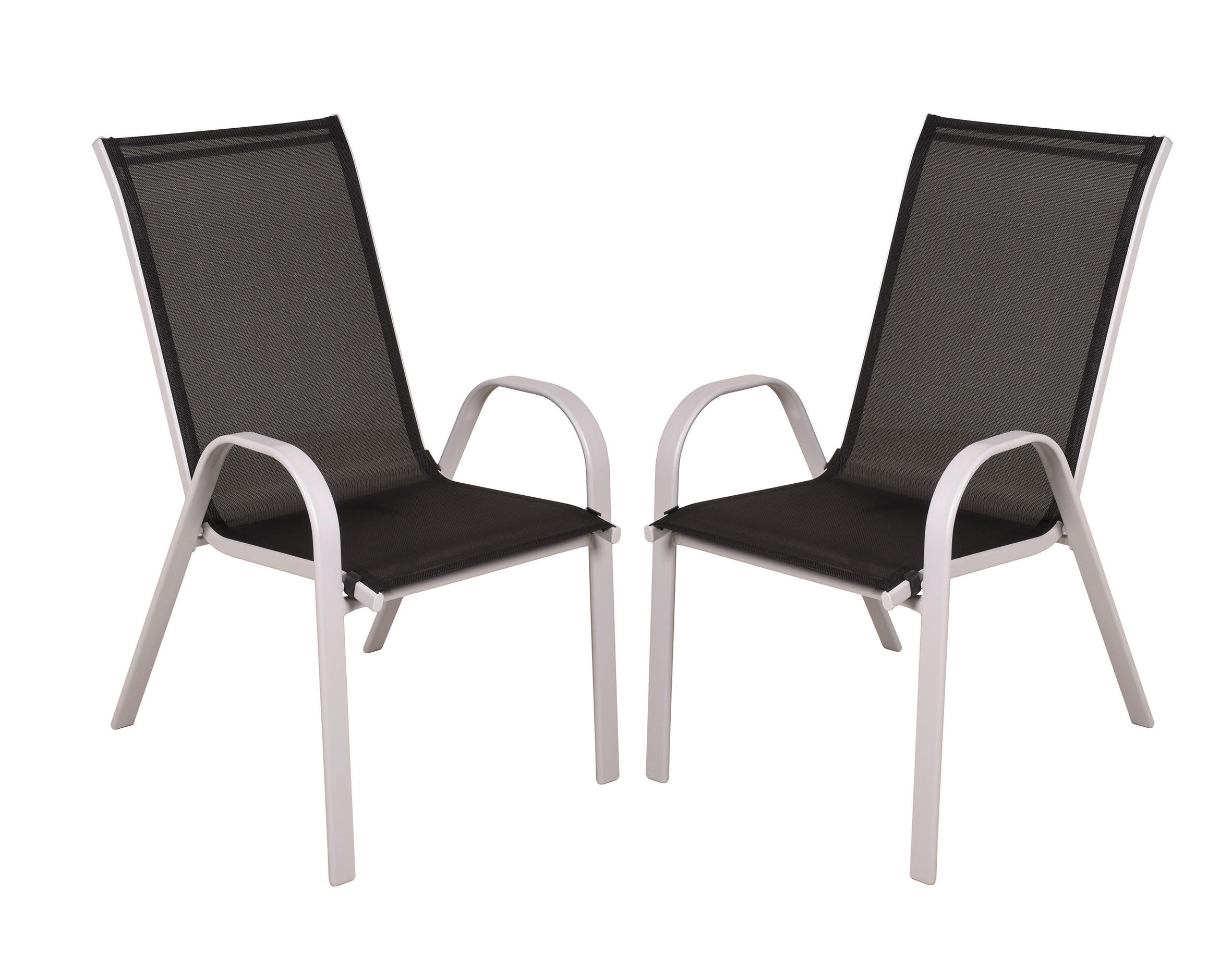 GARTENSTUHL-SET Stahl Grau, Schwarz  - Schwarz/Grau, MODERN, Kunststoff/Metall (55/94/73cm) - Gardenson