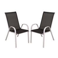 GARTENSTUHL-SET Stahl Grau, Schwarz  - Schwarz/Grau, MODERN, Kunststoff/Metall (55/94/73cm) - Gardenson