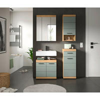 BADEZIMMER 4-teilig  in 97 cm  - Salbeigrün/Eichefarben, Modern, Glas/Holzwerkstoff (97cm) - MID.YOU