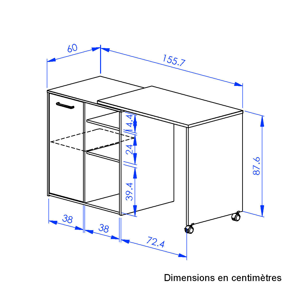 KÜCHENINSEL 156/88/60 cm  in Beige, Beigebraun  - Beige/Beigebraun, Trend, Holzwerkstoff/Metall (156/88/60cm) - MID.YOU