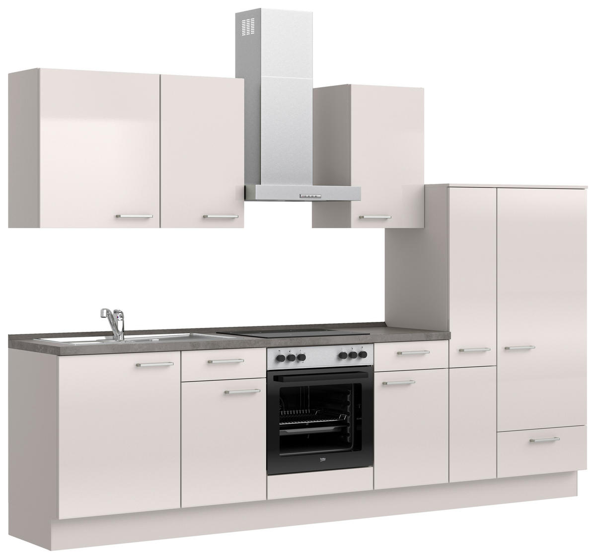KÜCHENLEERBLOCK 300 cm   in Schieferfarben, Hellgrau  - Schieferfarben/Edelstahlfarben, MODERN, Holzwerkstoff/Metall (300cm) - Nobilia