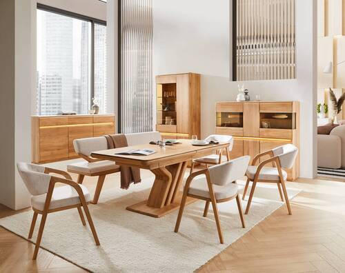 HIGHBOARD  in 153/138/41 cm  - Wildeiche, Basics, Glas/Holz (153/138/41cm) - Linea Natura
