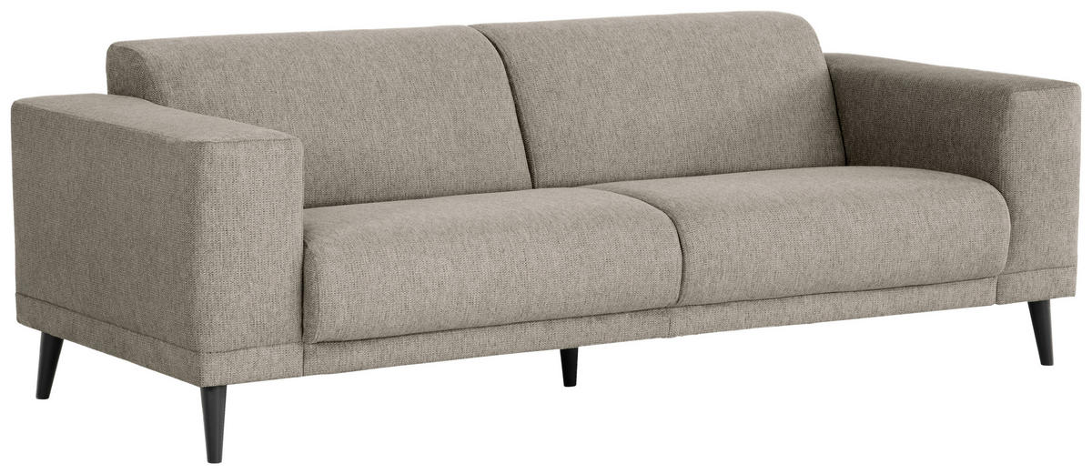 3-SITZER-SOFA OSLO_LZ Webstoff Taupe  - Taupe/Schwarz, Design, Holz/Textil (218/77/93cm) - MID.YOU