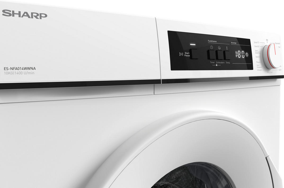 WASCHMASCHINE ES-NFA014WWNA-DE   - Weiß, Basics, Glas/Kunststoff (59.7/84.5/58.2cm) - Sharp