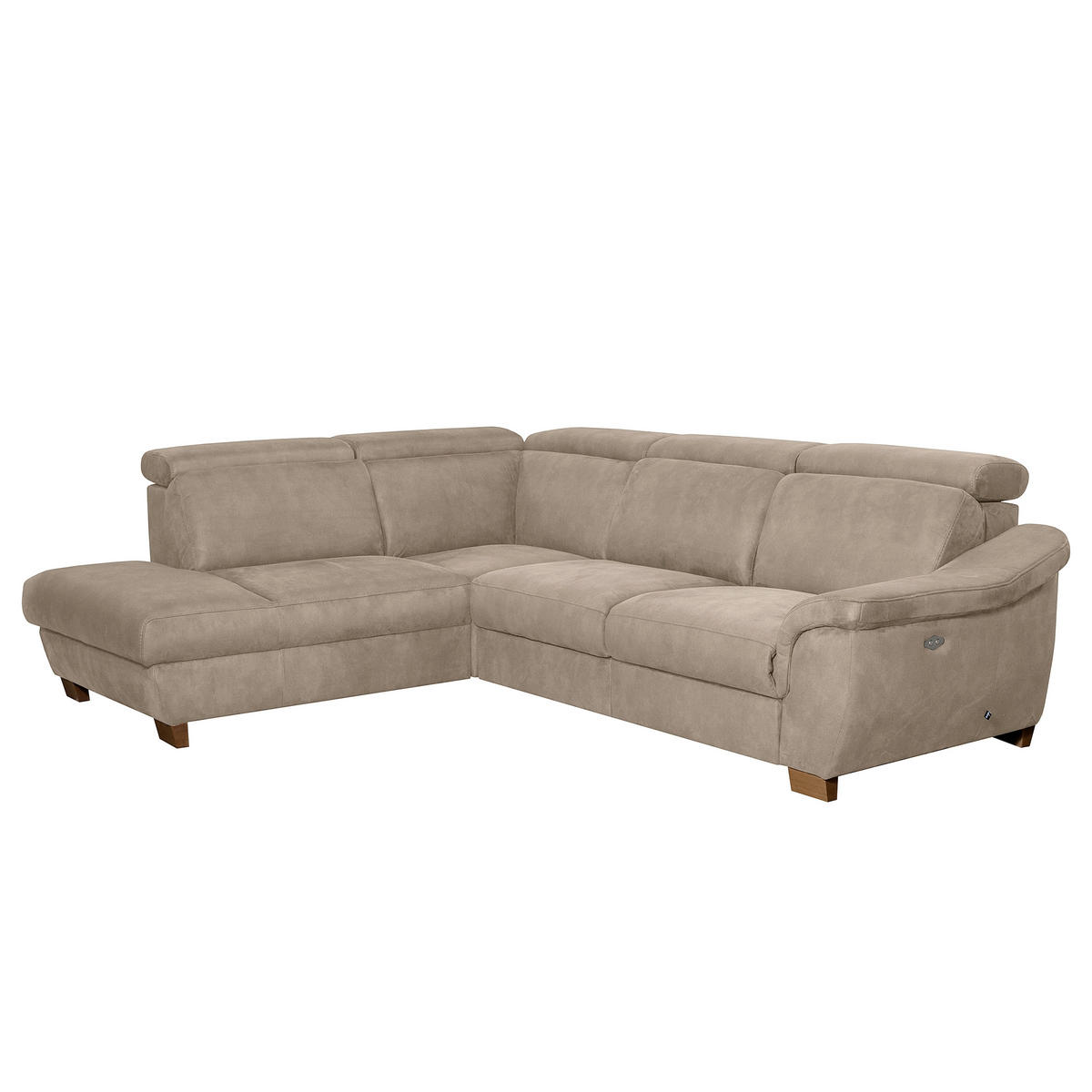 ECKSOFA TREND in Mikrofaser Taupe Bettkasten, Relaxfunktion, Kopfteilverstellung  238/276 cm  - Taupe/Wengefarben, Design, Holz/Textil (238/276cm) - Livetastic