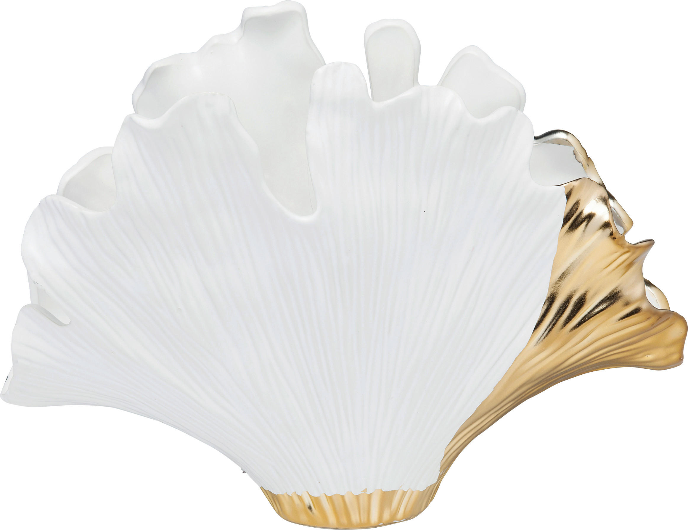 Kare-Design Vase Weiß, Gold 45x32x15 cm