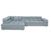 ECKSOFA Hellblau Velours  - Schwarz/Grau, Design, Kunststoff/Textil (213/317cm) - Hom`in