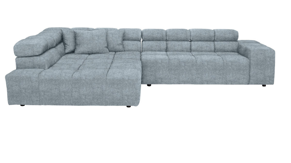 ECKSOFA Hellblau Velours  - Schwarz/Grau, Design, Kunststoff/Textil (213/317cm) - Hom`in