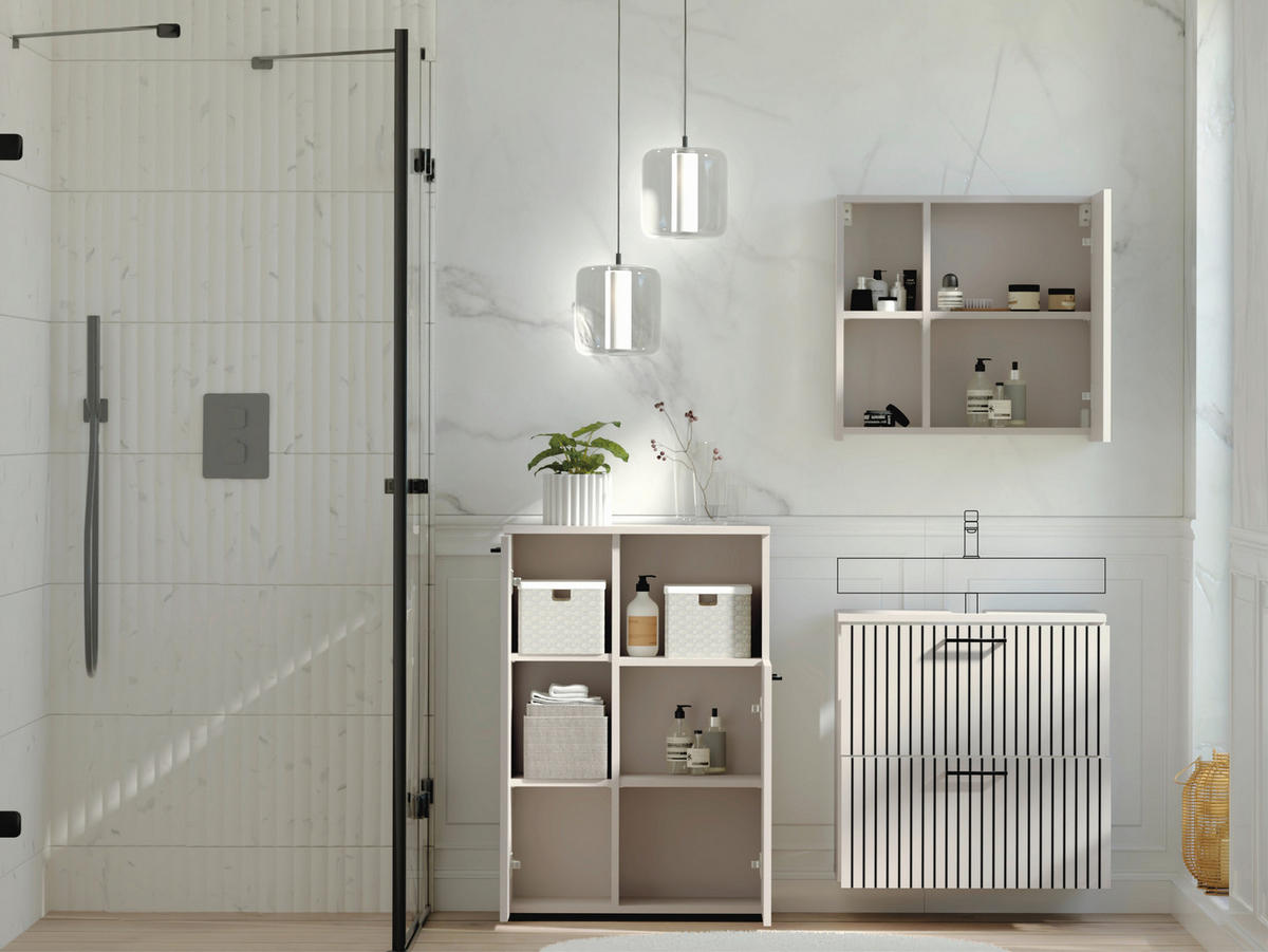 Baie 3 piese, 135 cm - cașmir/negru, Trend, metal/material pe bază de lemn (135cm) - Respekta