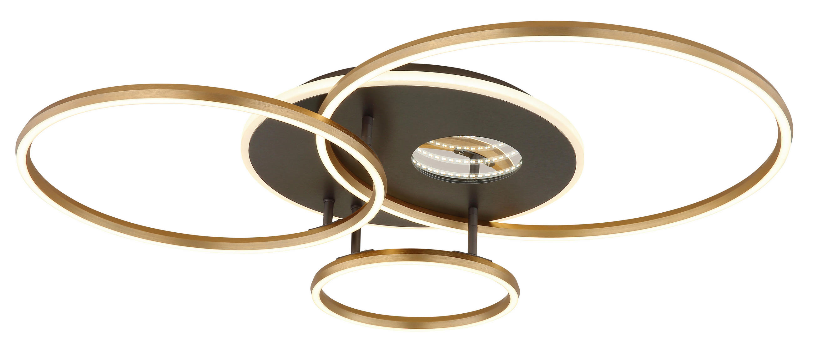 LED-DECKENLEUCHTE 90/70/13 cm   - Anthrazit/Goldfarben, Design, Kunststoff/Metall (90/70/13cm) - Globo