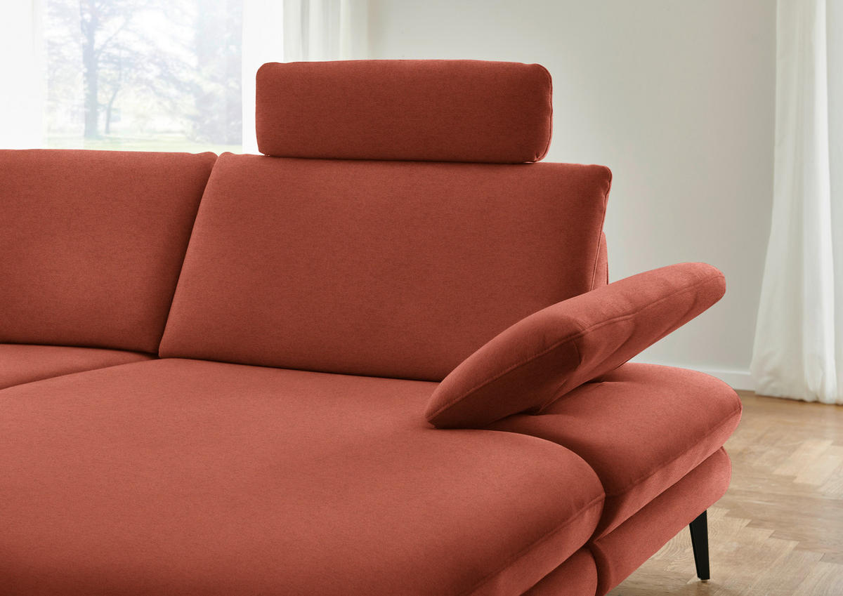 WOHNLANDSCHAFT  in Chenille, Flachgewebe Terracotta  - Terracotta/Schwarz, Design, Textil/Metall (208/344/180cm) - Dieter Knoll