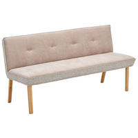 SITZBANK 157/88/63 cm Webstoff, Mikrofaser Taupe, Hellbraun Eiche vollmassiv  - Taupe/Hellbraun, Design, Holz/Textil (157/88/63cm) - Linea Natura