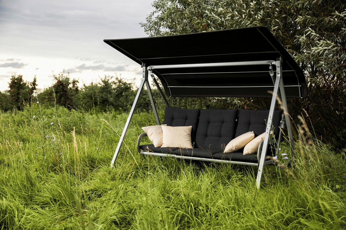 HOLLYWOODSCHAUKEL 169/189/228 cm Schwarz, Silberfarben  - Silberfarben/Schwarz, Basics, Textil/Metall (169/189/228cm) - Kettler