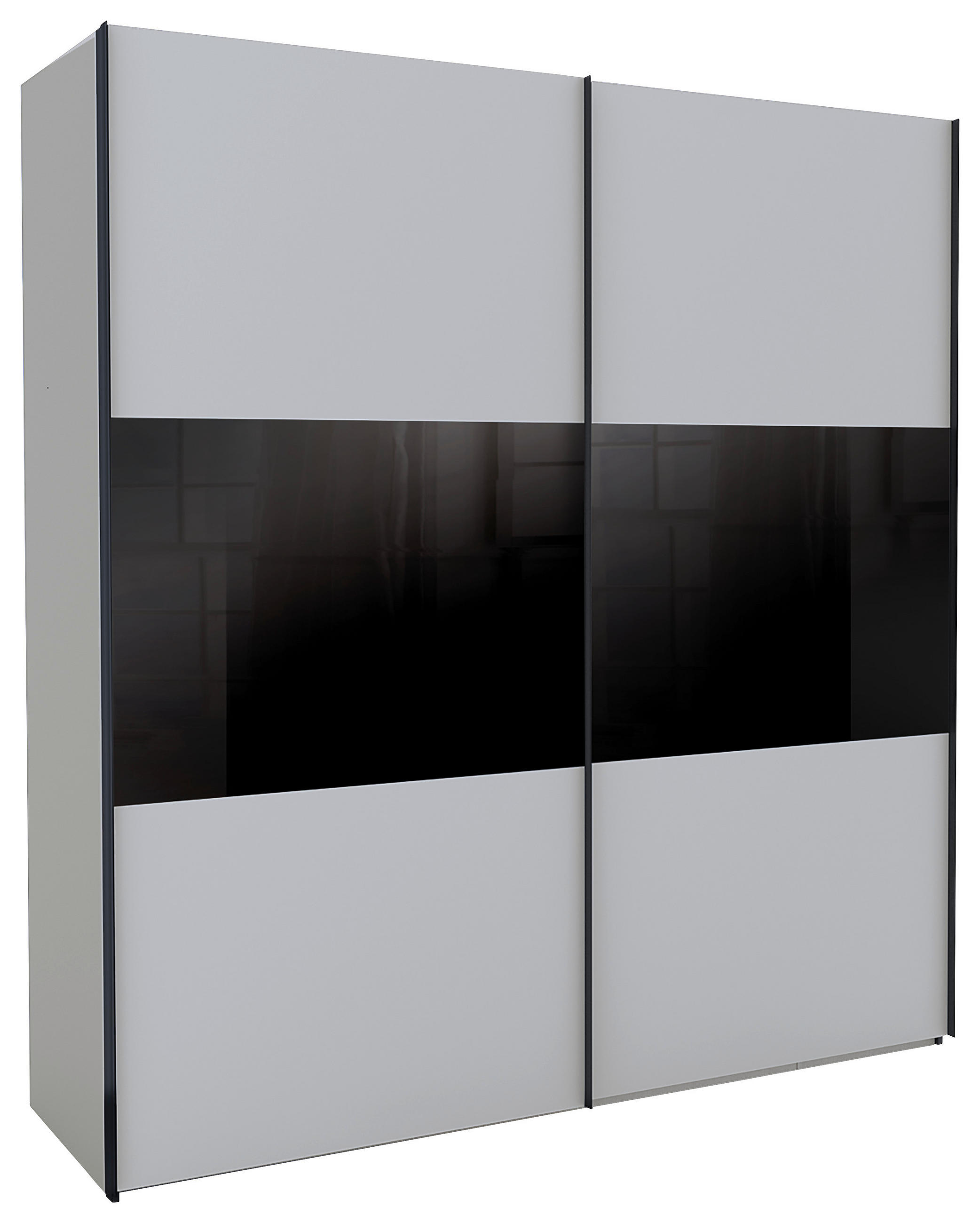 SCHWEBETÜRENSCHRANK 200/216/68 cm 2-türig - Dunkelgrau/Schwarz, KONVENTIONELL, Glas/Holzwerkstoff (200/216/68cm) - Hom`in
