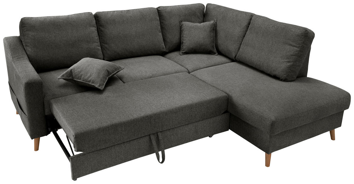 ECKSOFA in Struktur Anthrazit  - Anthrazit/Naturfarben, Konventionell, Holz/Textil (230/200cm) - P & B