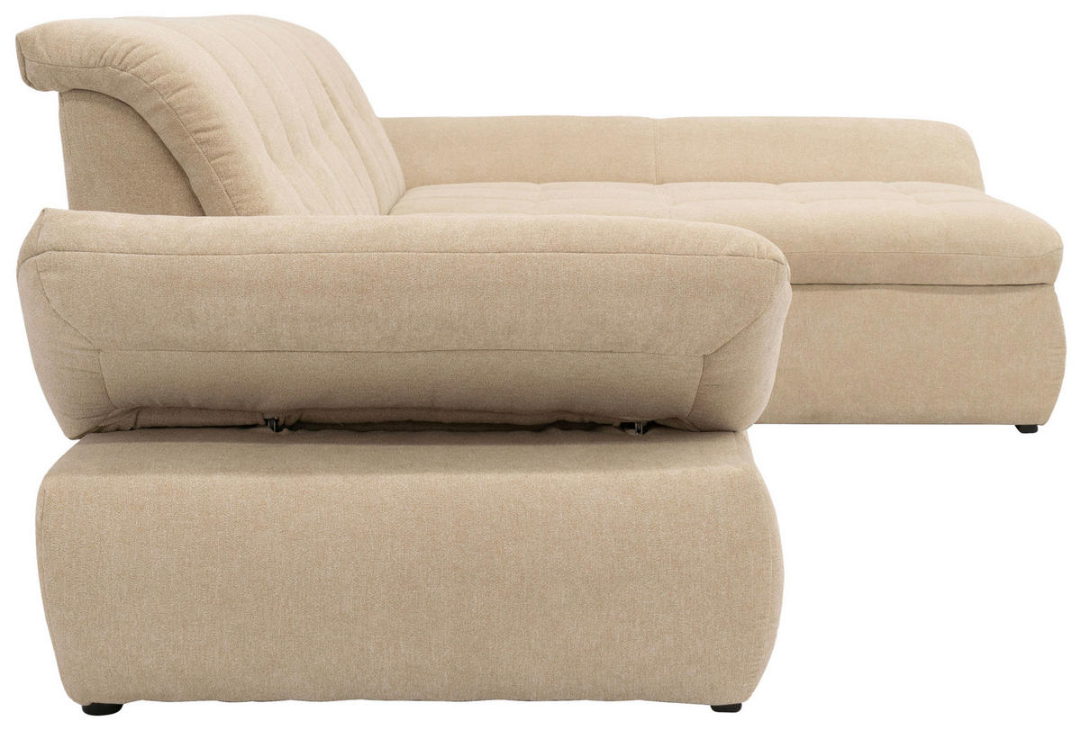 ECKSOFA Beige Mikrofaser  - Chromfarben/Beige, KONVENTIONELL, Textil/Metall (300/172cm) - MID.YOU