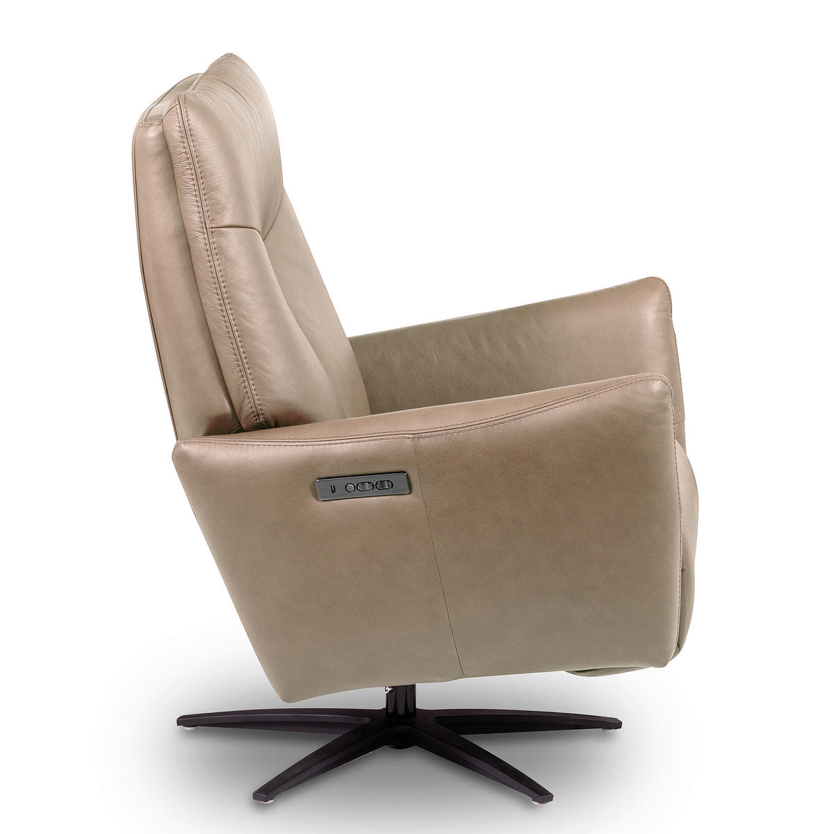 RELAXSESSEL Leder Hellgrau  - Hellgrau/Schwarz, Design, Leder/Metall (76/107/88cm) - Livetastic