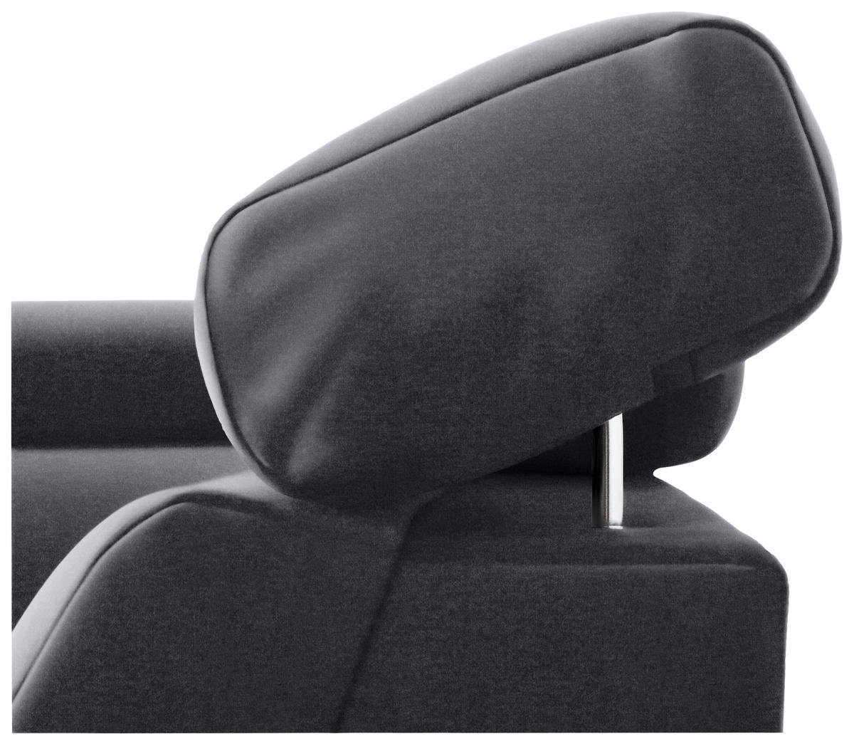 ECKSOFA Dunkelgrau, Grau Samt  - Chromfarben/Dunkelgrau, KONVENTIONELL, Textil/Metall (271/206cm) - Carryhome
