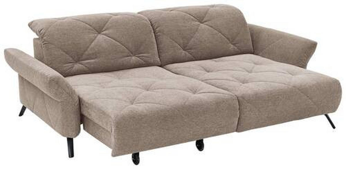 ECKSOFA in Webstoff Taupe  - Taupe/Schwarz, Design, Textil/Metall (244/173cm) - Moderano