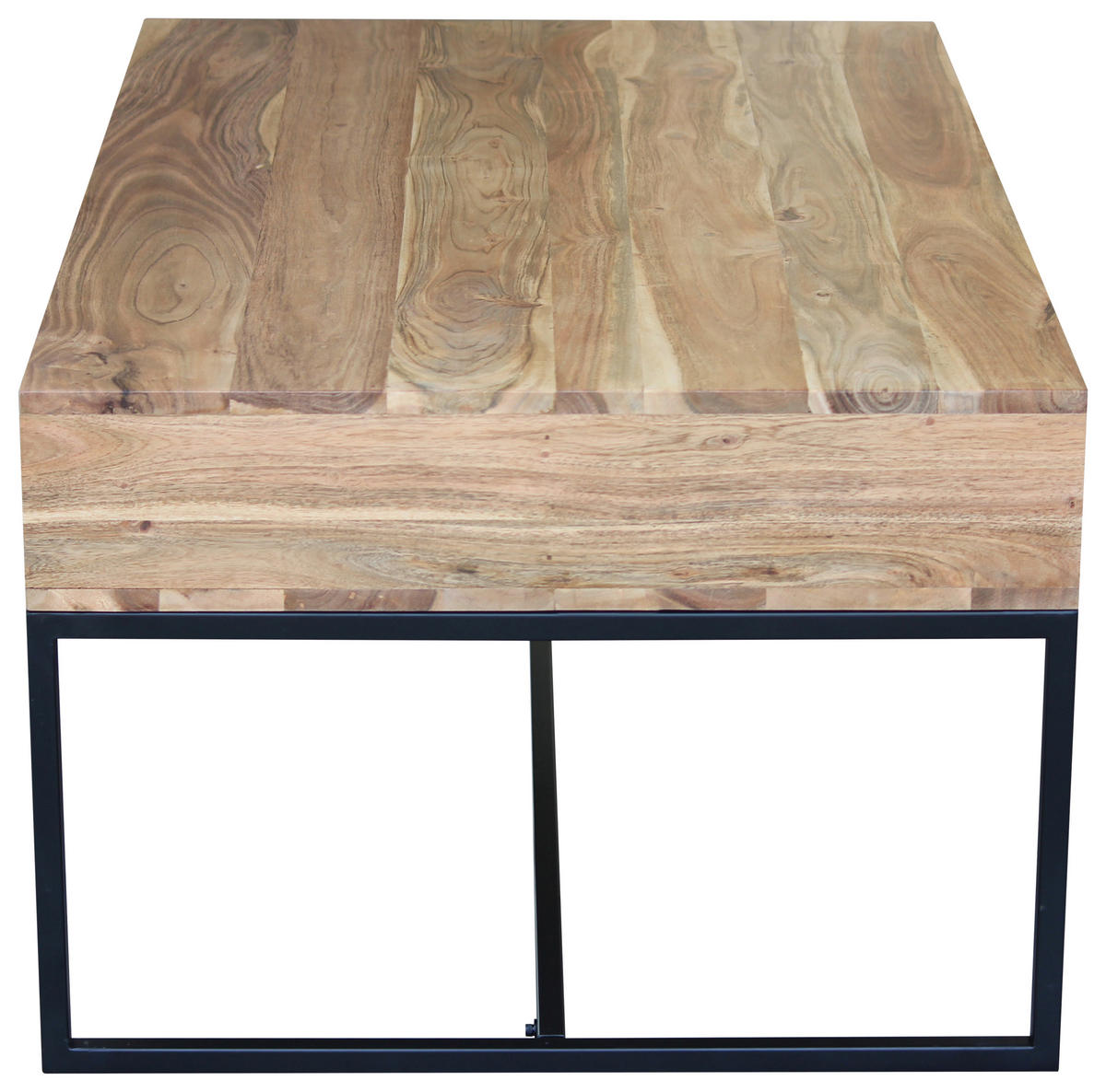 COUCHTISCH Akazie massiv 118/70/40 cm rechteckig Akaziefarben  - Schwarz/Akaziefarben, Design, Holz/Metall (118/70/40cm) - home24