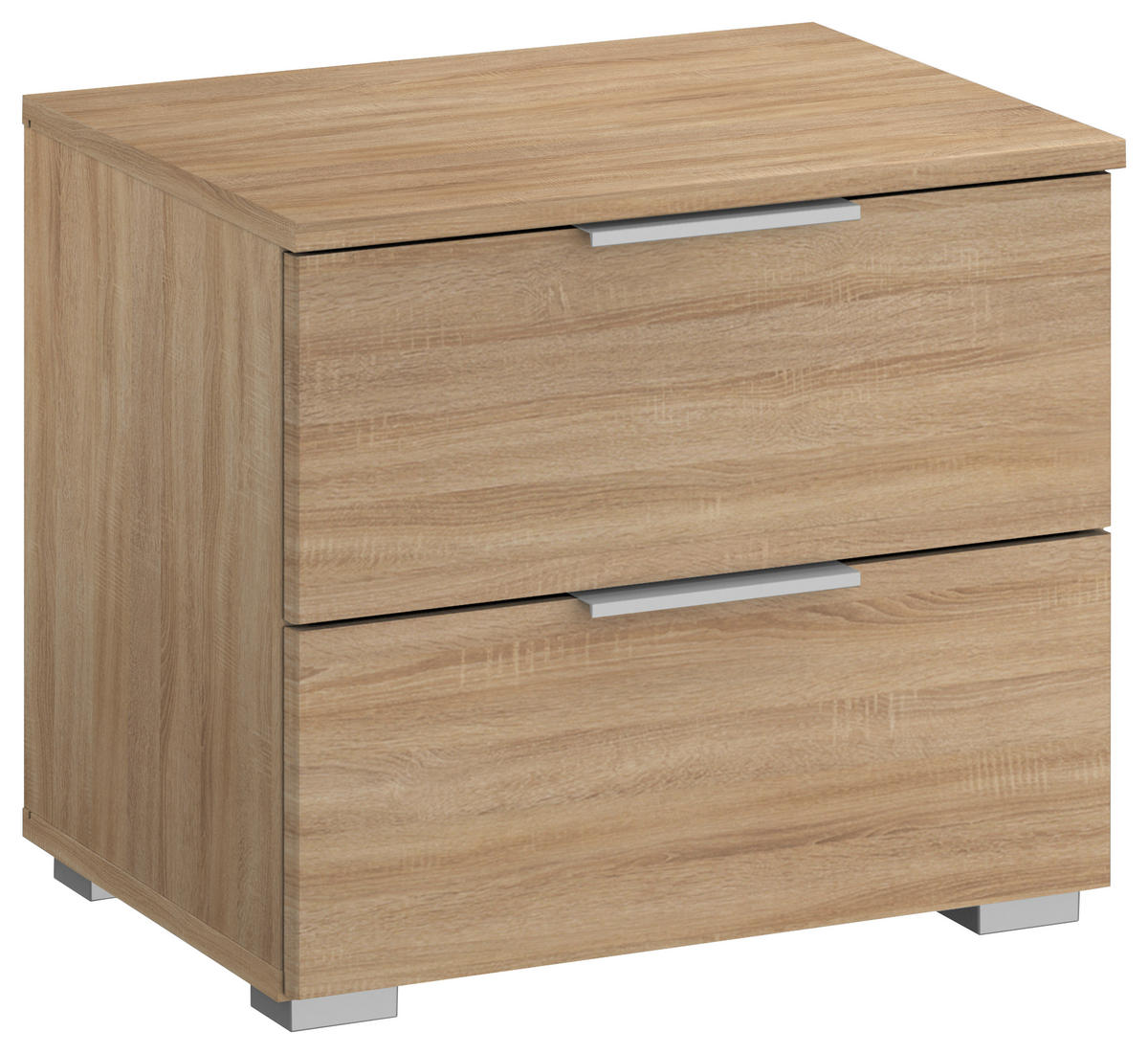 NOČNA OMARICA, hrast sonoma  - barve aluminija/hrast sonoma, Moderno, leseni material (47/43/42cm) - Rauch Möbel