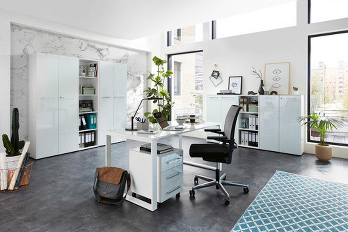 SCHREIBTISCH 160/80/75 cm  in Weiss  - Weiss, Modern, Glas/Holzwerkstoff (160/80/75cm) - Germania