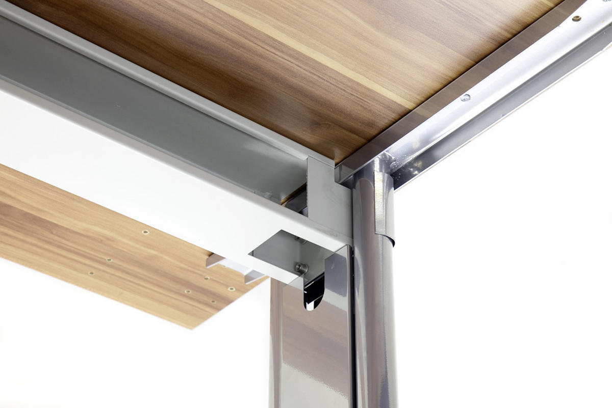 SCHREIBTISCH 160/80/72 cm  in Nussbaumfarben  - Silberfarben/Nussbaumfarben, KONVENTIONELL, Holzwerkstoff/Metall (160/80/72cm) - Venda